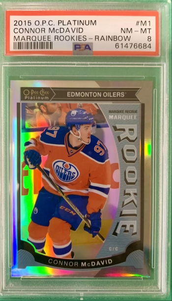 2015-16 O-Pee-Chee Platinum Connor McDavid Rainbow 🌈 #M1 Rookie PSA 8