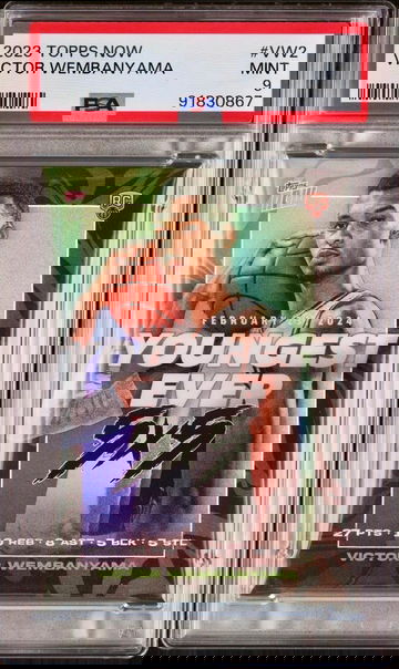 2023-24 Topps Now #VW-2 Victor Wembanyama Youngest Ever 5x5 Spurs RC PSA 9 Mint