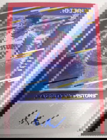 2020-21 Recon Saddiq Bey Red Rookie Recon Auto Autograph RC #08/99 Near Mint-Mint Detroit Pistons Atlanta Hawks