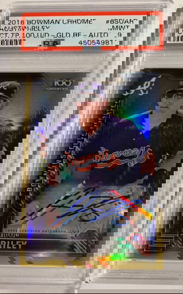2016 Bowman Chrome Austin Riley Scouts gold autograph /50 PSA 9