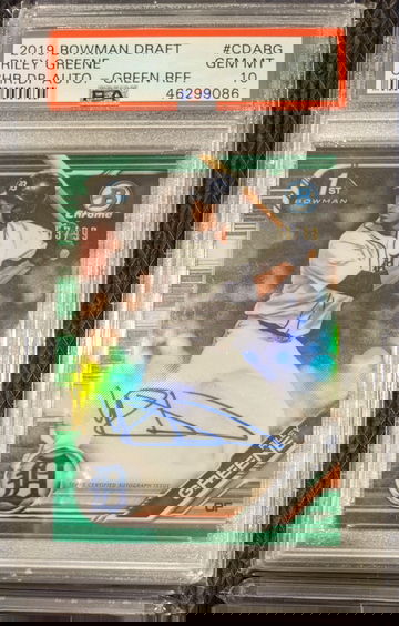 2019 Bowman Draft Riley Greene Green Refractor /99 Auto PSA 10 GEM MINT