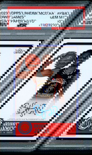 2023 Topps Chrome McDonald’s All American Gameday Paper Auto Bronny James PSA 10
