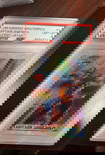 1994 Marvel Masterpieces Captain America Holofoil Silver PSA 8