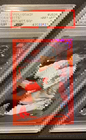 Mookie Betts 2014 Topps Update US-26 Red Hot Foil PSA-8 *light scratches on case*