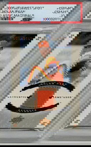 2005 UPPER DECK SWEET SPOT CLASSIC MATERIALS RELIC NOLAN RYAN PSA 10