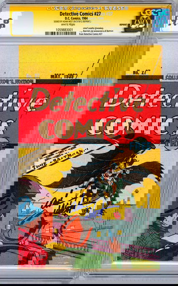 DETECTIVE COMICS #27 CGC-SS 9.8 NM WP *SIGNED ADAM WEST* RARE OREO REPRINT 1984