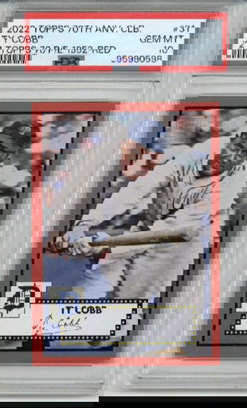 2022 TOPPS 70th ANNIVERSARY 2021 TOPPS 70 PLATINUM ED 1952 RED TY COBB /5 PSA 10