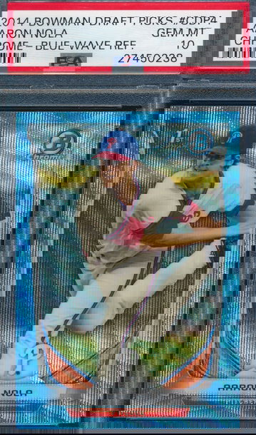 2014 Bowman Chrome Draft Aaron Nola Blue Wave Refractor RC PSA 10 GEM MT 0238