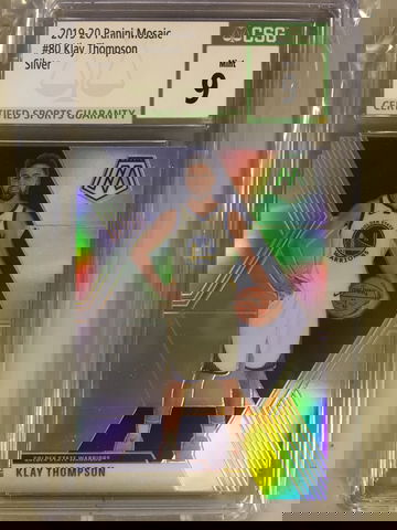 2019-20 Panini Mosaic Silver Prizm #80 Klay Thompson CSG 9 Mint