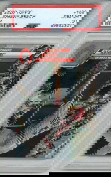 2020 TOPPS #186 JOHNNY BENCH CARD CINCINNATI REDS PSA 10 SP LOW POP