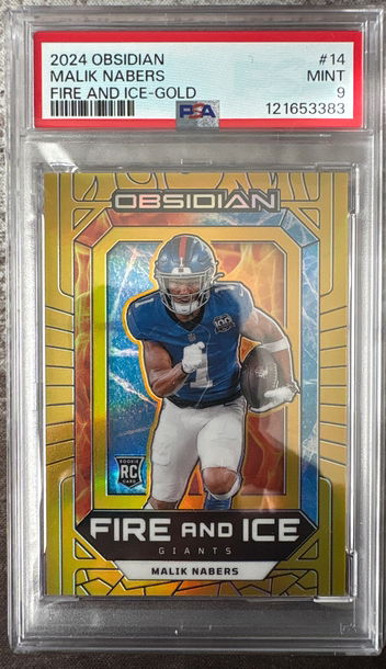 2024 Obsidian / Malik Nabers / Fire and Ice - Gold / PSA 9