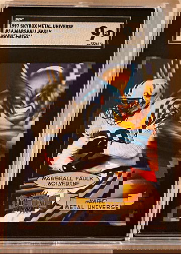 1997 Skybox Metal Universe Marshall Faulk #14 Marvel Metal SGC 9