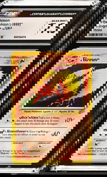 1999 Pokémon Jungle Flareon #3/64 Holo CGC 7.5