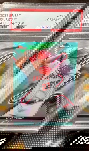 2022 Finest Aqua /199 Mike Trout #27 PSA 10