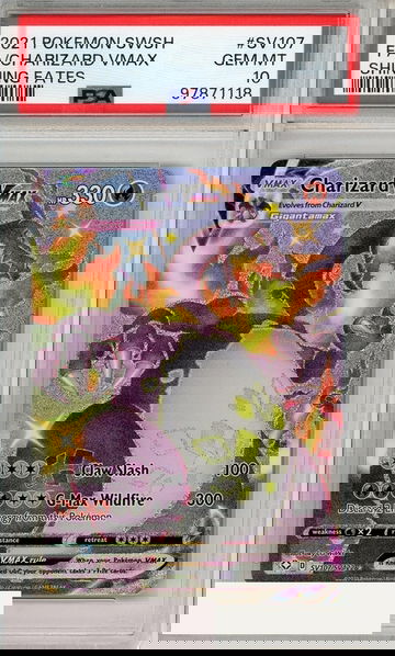 2021 POKEMON SWORD SHIELD SHINING FATES FA CHARIZARD VMAX #SV107 PSA 10