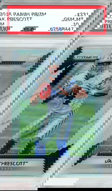 2016 PANINI PRIZM DAK PRESCOTT #231 PRIZM DALLAS COWBOYS ROOKIE RC PSA 10 GEM MT