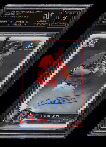 Triston Casas 2018 Bowman Chrome Draft Auto BGS 10/10 Black Label POP 2