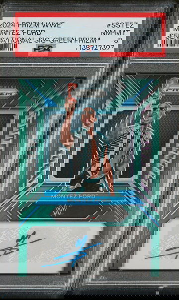 2024 Panini Prizm WWE Sensational Signatures Green Prizm Montez Ford #SSTEZ PSA 8