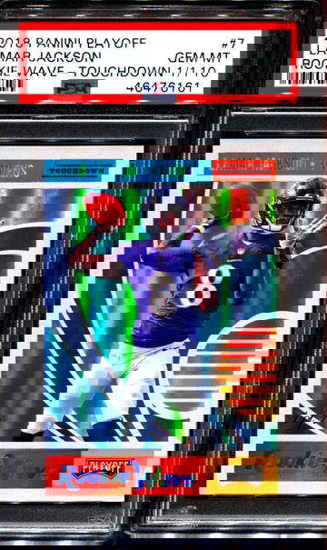 2018 Playoff Lamar Jackson Rookie Wave Touchdown 1/1 PSA 10