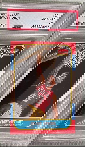 1986 Fleer Basketball Julius Erving #31 PSA 8 NM-MT