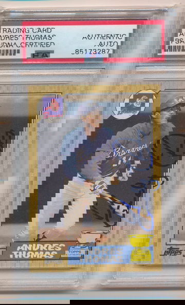 1987 Topps #296 Andres Thomas Braves Signed Autograph PSA/DNA Centered Blue Sharpie Crisp