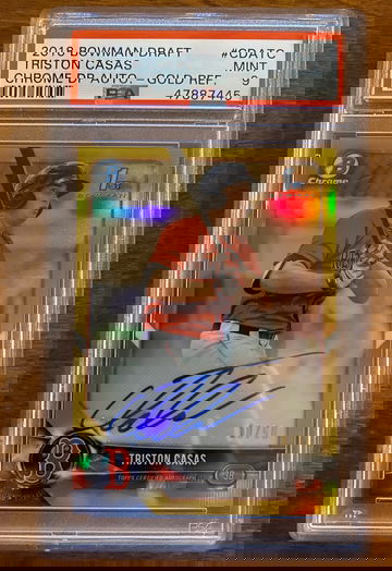 Triston Casas 2018 Bowman Chrome Gold Refractor Auto PSA 9