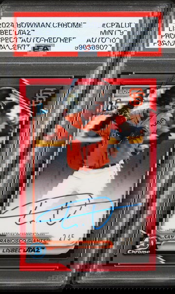 2024 Bowman Chrome Lisbel Diaz 1st Bowman Auto Red Refractor 2/5 PSA 9 Auto 10