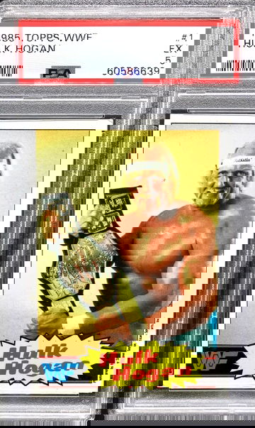 Share 1985 Topps WWF Hulk Hogan #1 Rookie WWE HOF Gold Background *PSA 5 Excellent* RC