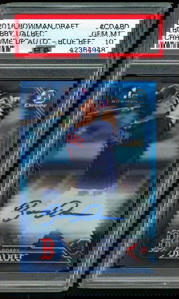2016 Bowman Chrome BOBBY DALBEC PSA 10 Blue Refractor Auto RC #087/150 Boston Red Sox New Case