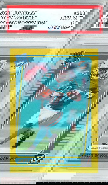 2021 PANINI DONRUSS JAYLEN WADDLE #263 PRESS PROOF PREMIUM RC PSA 10 GEM MT