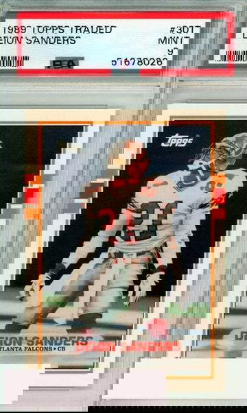 1989 TOPPS TRADED DEION SANDERS #30T ROOKIE HOF ATLANTA FALCONS PSA MINT 9