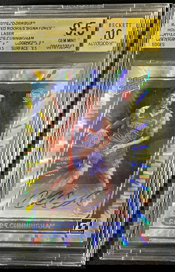 2021 Donruss Cade Cunningham Rated Rookie Holo Laser /99 RC Auto BGS 9.5 10