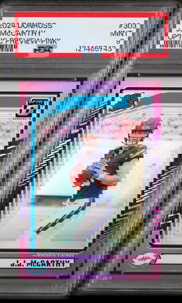 2024 Donruss Optic Rated Rookie Preview Pink JJ Mccarthy #303 PSA 9