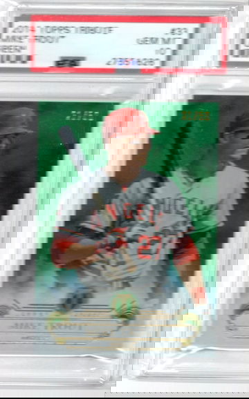 2014 TOPPS TRIBUTE #33 MIKE TROUT RARE SP /50 POP2 PSA 10 GEM MINT (ANGELS)