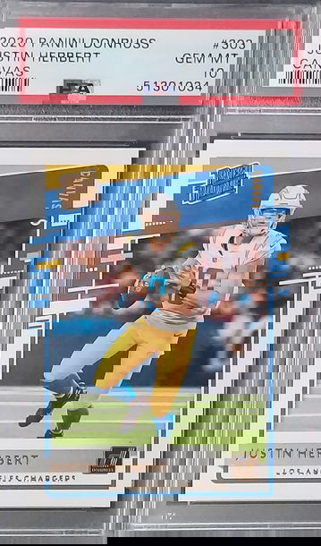 2020 JUSTIN HERBERT DONRUSS CANVAS RC PSA 10