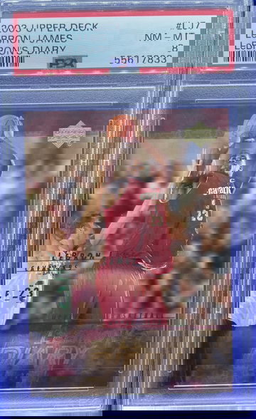 2003-04 LEBRON JAMES UPPER DECK LEBRON’S DIARY PSA 8 NM-MT ROOKIE RC LJ7 CAVS