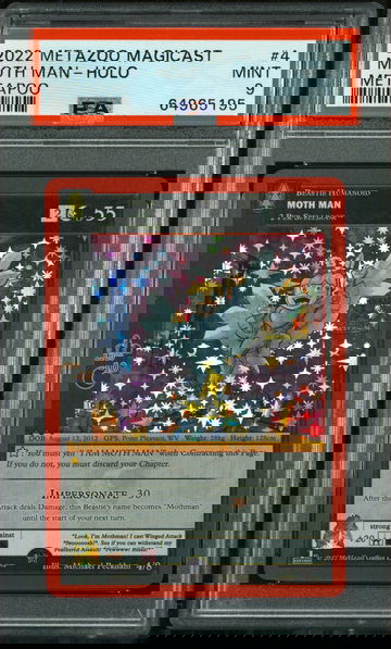 💎2022 Metazoo Magicast Metapoo #4 MOTH MAN-Holo | PSA 9 |👻🚨LOW PRINT RUN📈