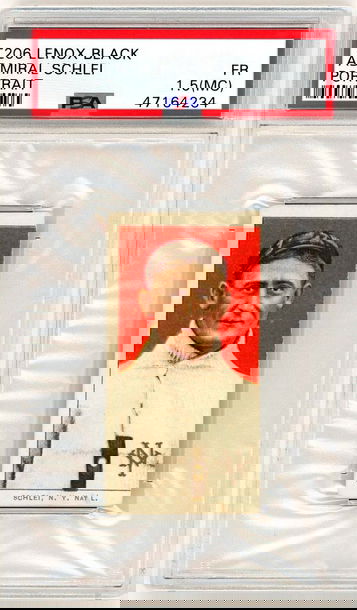 1909 T206 Admiral Schlei Portrait Black Lenox Back PSA 1.5 (MC) P1250