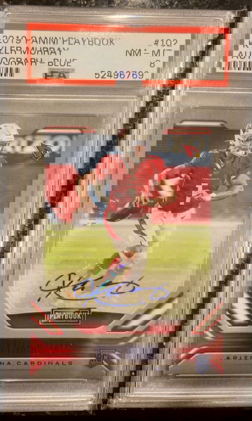 2019 Panini Playbook KYLER MURRAY AUTO Rookie RC #102 Blue 21/35 PSA 8