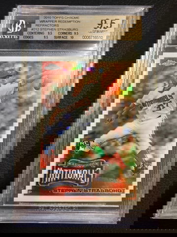 2010 Stephen Strasburg Topps Chrome Refractors Wrapper Redemption BGS 9.5 