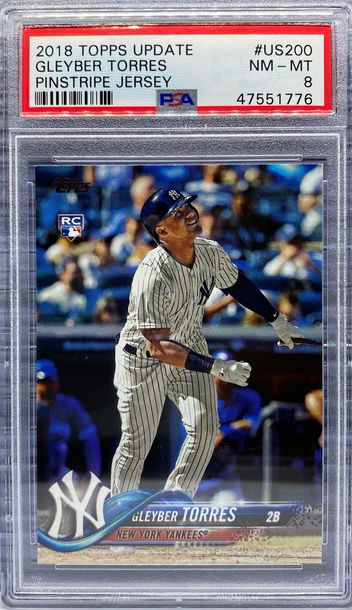 2018 Topps Update Gleyber Torres Pinstripe Jersey #US200 PSA 8