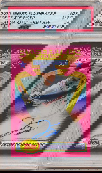 2020 Topps Finest Flashbacks George Springer Red Refractor Auto PSA Mint 9 1/5