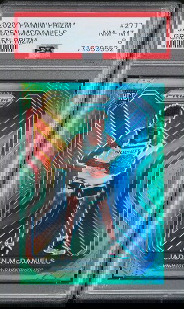 2020 PANINI PRIZM JADEN MCDANIELS GREEN PRIZM ROOKIE RC CARD #277 PSA 8