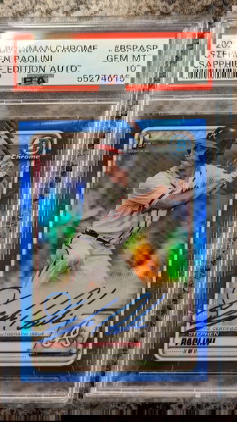 2020 Bowman Chrome Stephen Paolini Sapphire Refractor Auto PSA 10