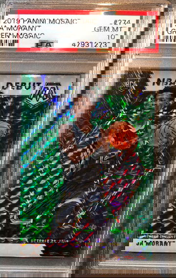 2019-20 Panini Mosaic JA Morant Debut Green Camo PSA 10