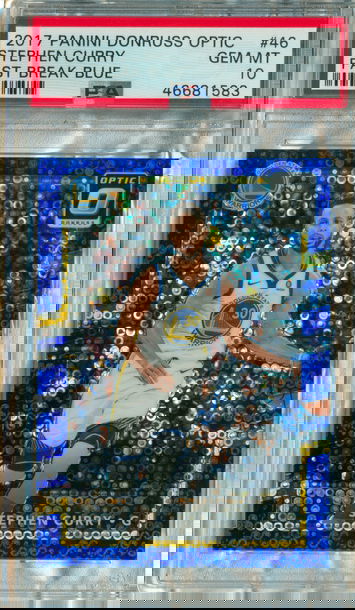 2017 Donruss Optic Stephen Curry Fast Break Blue Disco 22/50 PSA 10