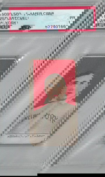 1909 E90-1 American Caramel Fred Mitchell NY PSA 1 PrCard