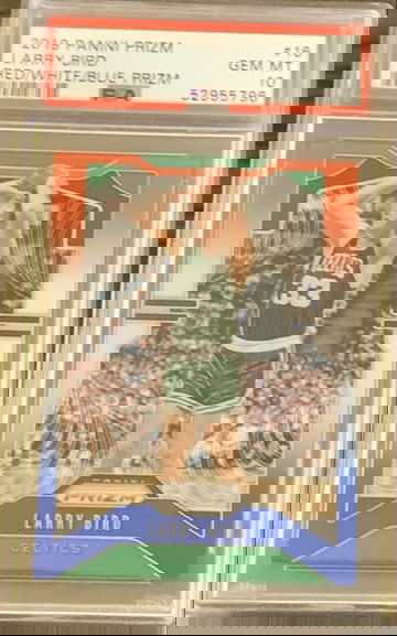 2019-20 Panini Basketball Prizm Larry Bird RED WHITE BLUE PRIZM #16 - PSA 10 Gem MT. POP 37