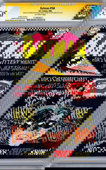 BATMAN #184 CGC-SS 7.0 SIGD BURT WARD aka 1960’S ROBIN & CARMINE INFANTINO 1966