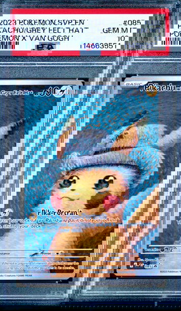 2023 Pokemon Pikachu Grey Felt Hat Van Gogh #085 PSA 10